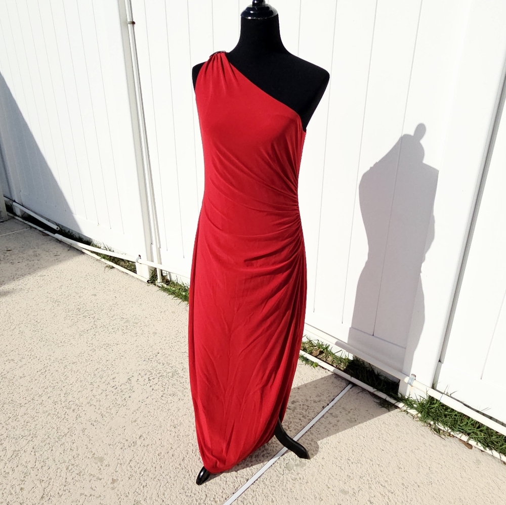 BEAUTIFUL ONE SHOULDER RED FORMAL DRESS